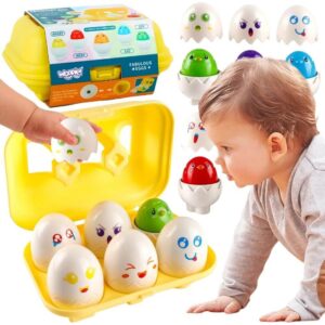 WOOPIE Układanka Sorter Montessori Dopasuj Kształty Wesołe Kurczaczki Jajka 6szt