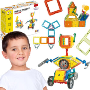 WOOPIE Klocki Magnetyczne Kolorowe 3D Pojazdy Zestaw STEAM 80el.