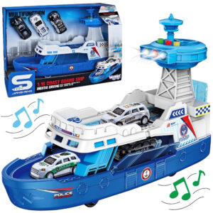 WOOPIE Łódź Policyjna Patrolowa Interaktywna - Skala 1:16 + Autka 3 szt.