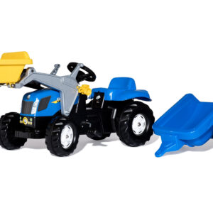 Rolly Toys rollyKid-X New Holland rollyKid Traktor z łyżką i przyczepką Niebieski