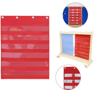 MASTERKIDZ Materiałowy Arkusz Do Wieszania Z Kieszonkami Na Fiszki I Obrazki Czerwony