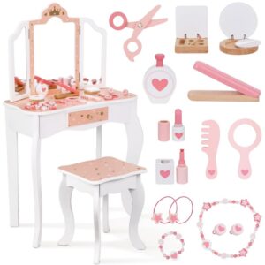 WOOPIE GREEN Drewniana Toaletka z Lustrem i Akcesoriami