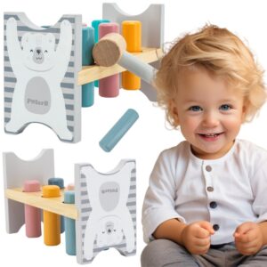VIGA PolarB Drewniana Ławeczka Przebijanka Wbijanka z Młotkiem - Montessori