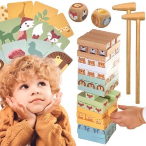 WOOPIE GREEN Gra Zręcznościowa "Chwiejąca Wieża" Zwierzęta 82 el. FSC