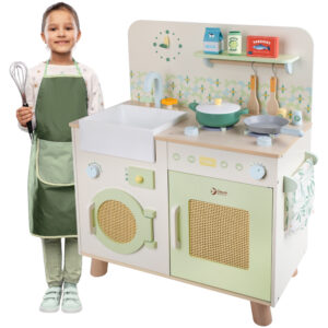 CLASSIC WORLD Drewniana Kuchnia XXL Wielofunkcyjna z Pralką i Akcesoriami