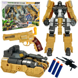 WOOPIE Zestaw 3w1 Robot Transformujący Czołg i Wyrzutnia na Strzałki Brązowy