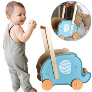 VIGA PolarB Drewniany Wózek 2w1 Chodzik Pchacz Słonik