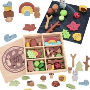 TOOKY TOY Zestaw Leśny Układanka w Stosy Klocki Figurki