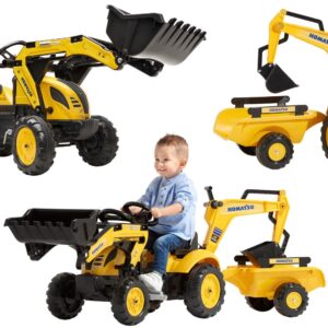 FALK Traktor na Pedały Komatsu z Łyżką Koparką i Przyczepą 2-5 lat