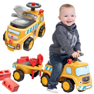 FALK Jeździk Ciężarówka Budowlana JCB z Przyczepą i Akcesoriami 1-3 Lat