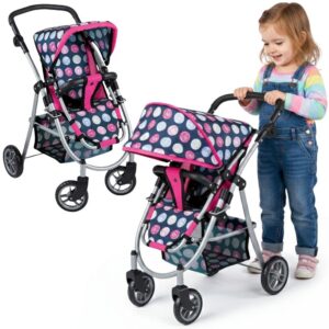 WOOPIE ROYAL Wózek dla Lalek Regulowane Siedzisko 4 Koła
