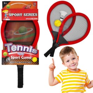 WOOPIE Duże Rakietki do Tenisa Badminton dla Dzieci Zestaw + Piłka Lotka