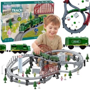 WOOPIE Nowoczesna Kolejka Elektryczna Tor XXL Lokomotywa Cargo Zestaw 128 el.