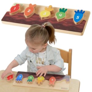 MASTERKIDZ Drewniana Grządka Edukacyjna Liczby, Kolory i Warzywa