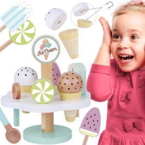 TOOKY TOY Drewniane Lody Magnetyczne na Stojaku