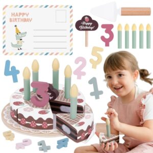 TOOKY TOY Drewniany Tort Urodzinowy ze Świeczkami Rzepy