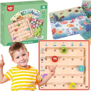 TOOKY TOY Drewniana Gra Nauka Liczenia Zwierzątka