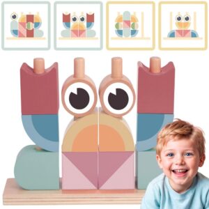 TOOKY TOY Krab Układanka Drewniana Stosy Klocki Bloki Pastelowy