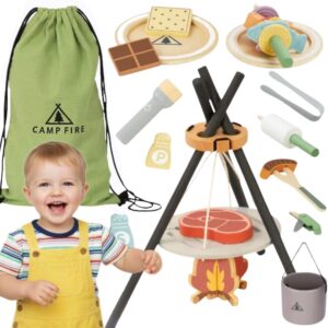 TOOKY TOY Drewniany Kempingowy Zestaw Do Gotowania Ognisko