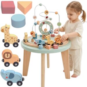 TOOKY TOY Drewniany Stół Aktywności Montessori Pętla Motoryczna