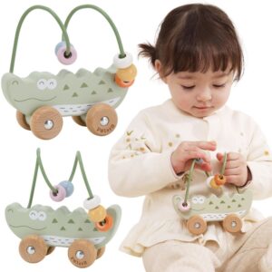 VIGA Labirynt koralikowy na kółkach - Krokodyl 12M+