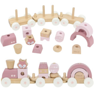 VIGA PolarB Różowa Kolejka Pociąg z Wagonikami Klocki