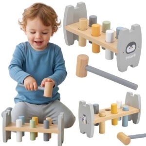 Viga PolarB Drewniana Przebijanka Wbijanka z Młoteczkiem Pingwinek Montessori