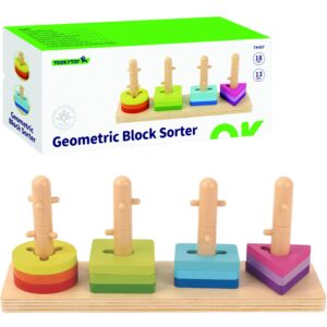 TOOKY TOY Sorter Kształtów z Kolorowymi Blokami Montessori